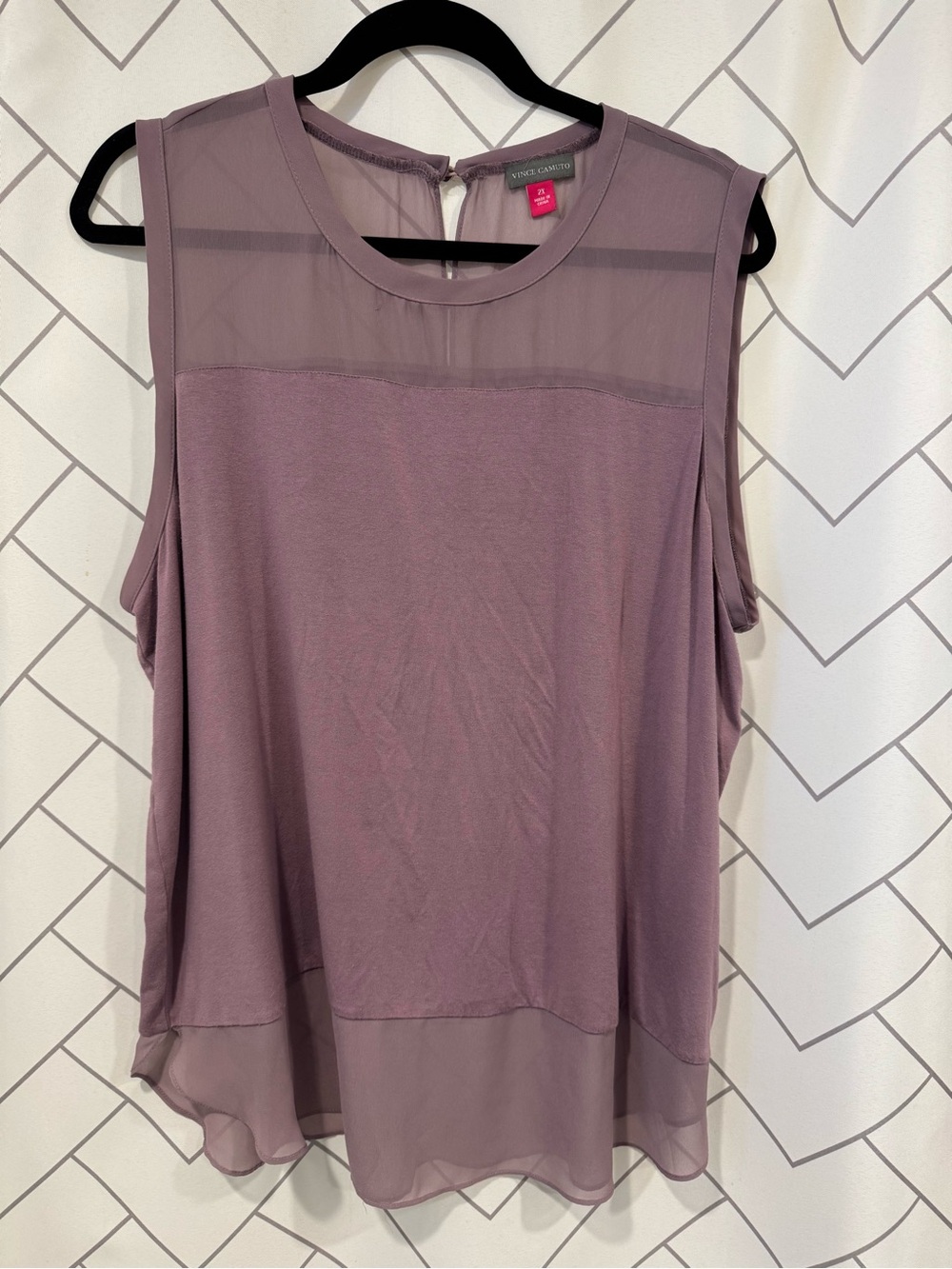 Vince Camuto Dusty Lavender Sleeveless Chiffon-Trim Tank